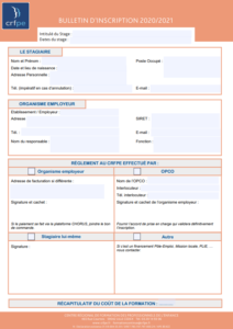 bulletin d'inscription aux formations courtes petite enfance du CRFPE